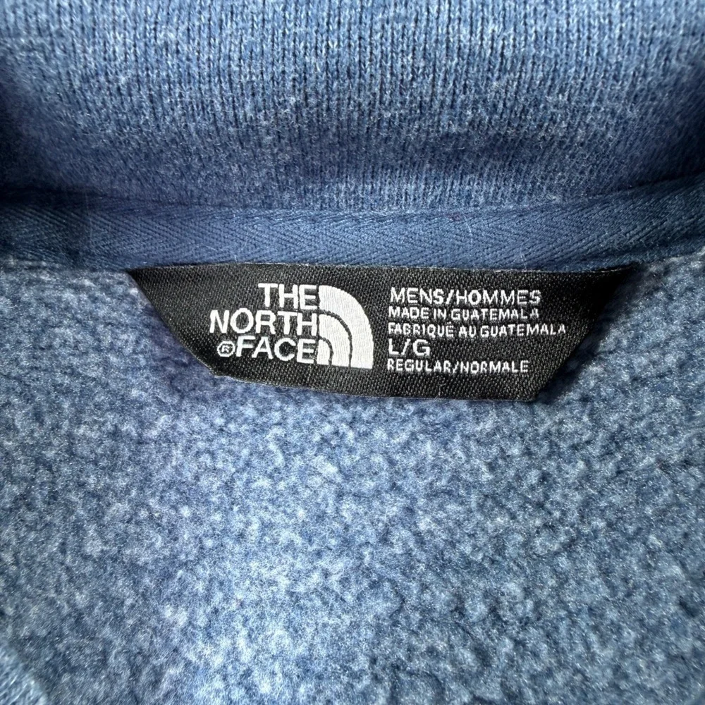 The North Face Mens Blue Heather Logo Pullover Hoodie Large Raglan Sleeve